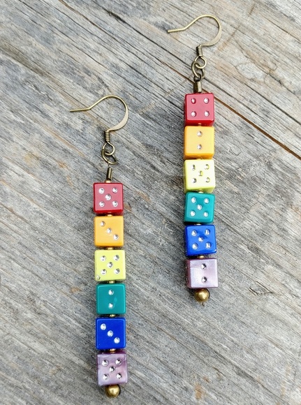 🌈HP🌈Handmade Lucky Roll of the Dice Earrings🌈 - Picture 2 of 7